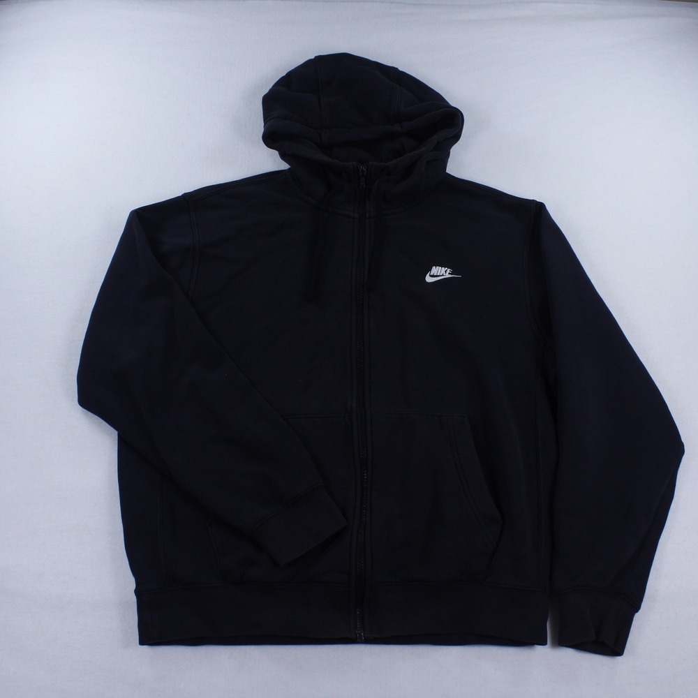 Nike Sportswear Club Fleece Full Zip Hoodie Black Men's Size Medium